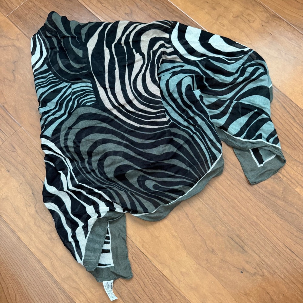 Vintage Symphony Scarfs Italy Rayon Square Scarf Zebra Swirl Animal Print